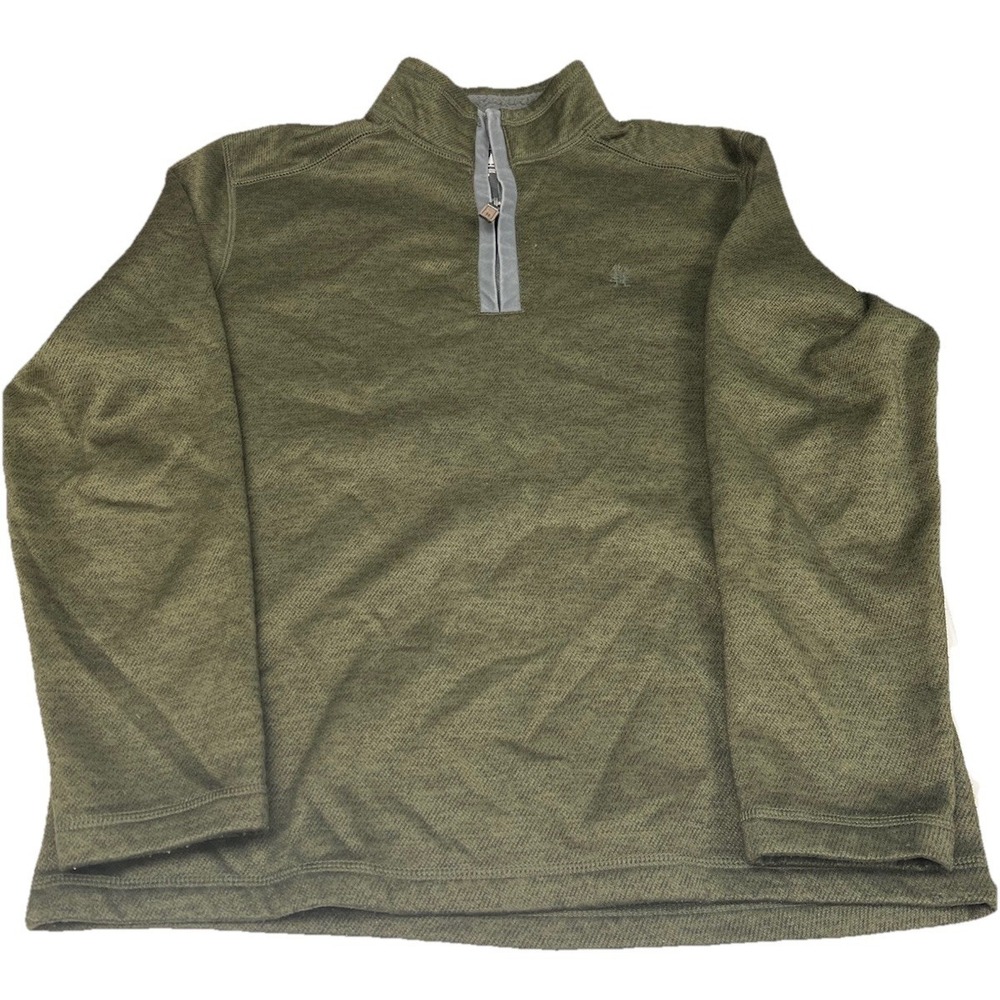 GH Bass & Co Men's Medium Hunter Green 1/4 Zip Poly Knit Pullover Sweater Active